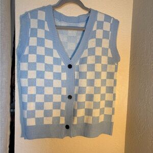Blue Checkered Sweater Vest